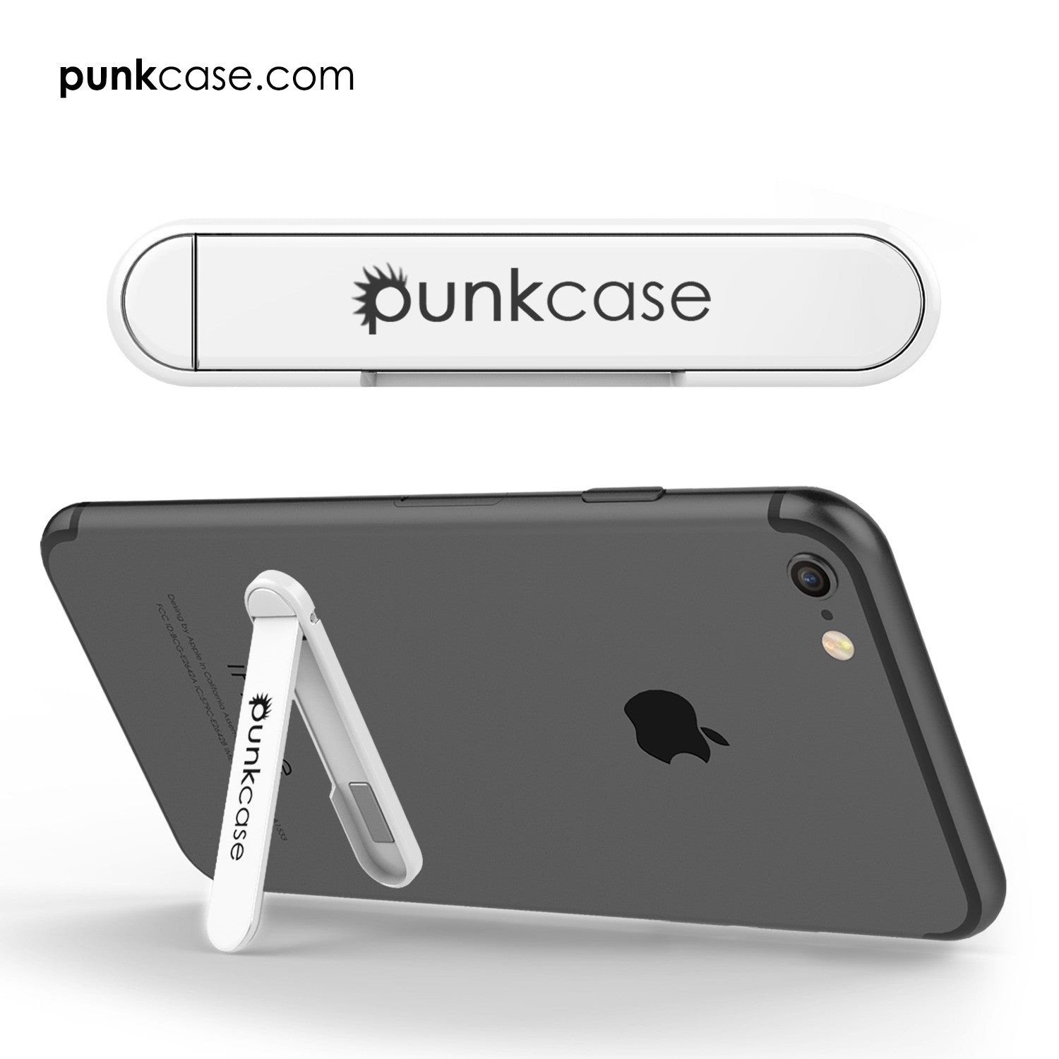 PUNKCASE FlickStick Universal Cell Phone Kickstand for all Mobile Phones & Cases with Flat Backs, One Finger Operation (White) (Color in image: Pink)