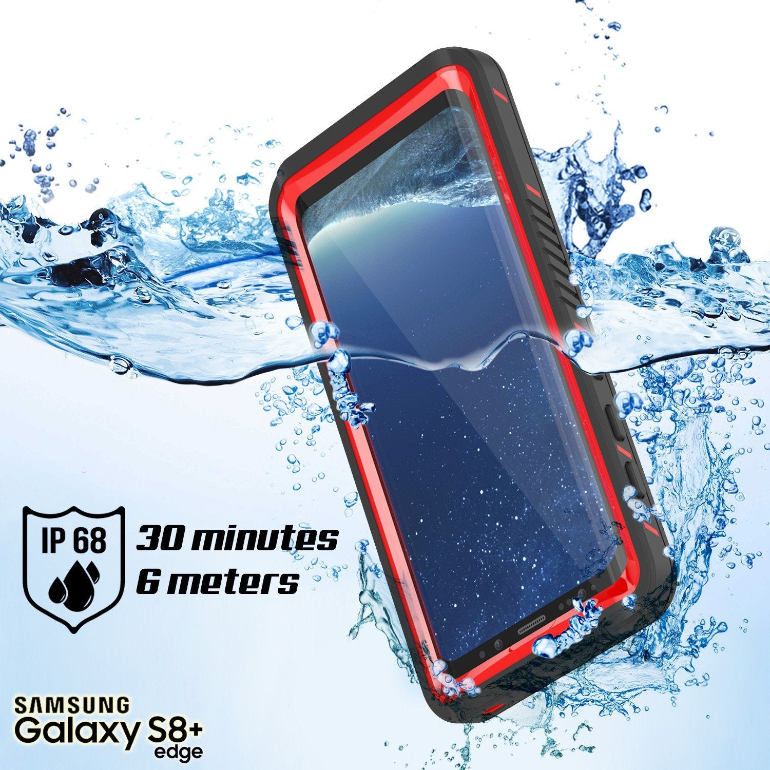 Capa à prova d'água Galaxy S8 PLUS, Punkcase [Extreme Series] [Slim Fit] [IP68 Certified] [Shockproof] [Snowproof] [Dirproof] Capa de armadura com protetor de tela embutido para Samsung Galaxy S8+ [Vermelho]