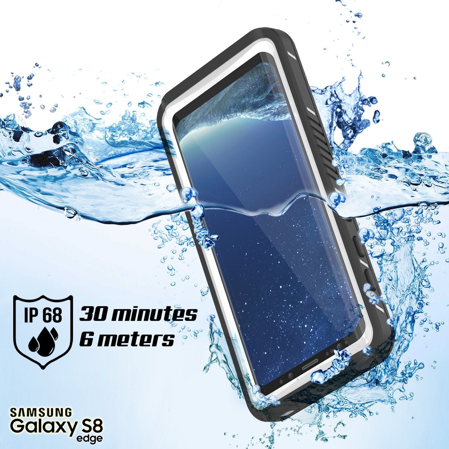Capa à prova d'água Galaxy S8, Punkcase [Série Extrema] [Ajuste Slim] [Certificado IP68] [Prova de Choque] [Prova de Neve] [Prova de Poeira] Cobertura de Armadura [Branco]