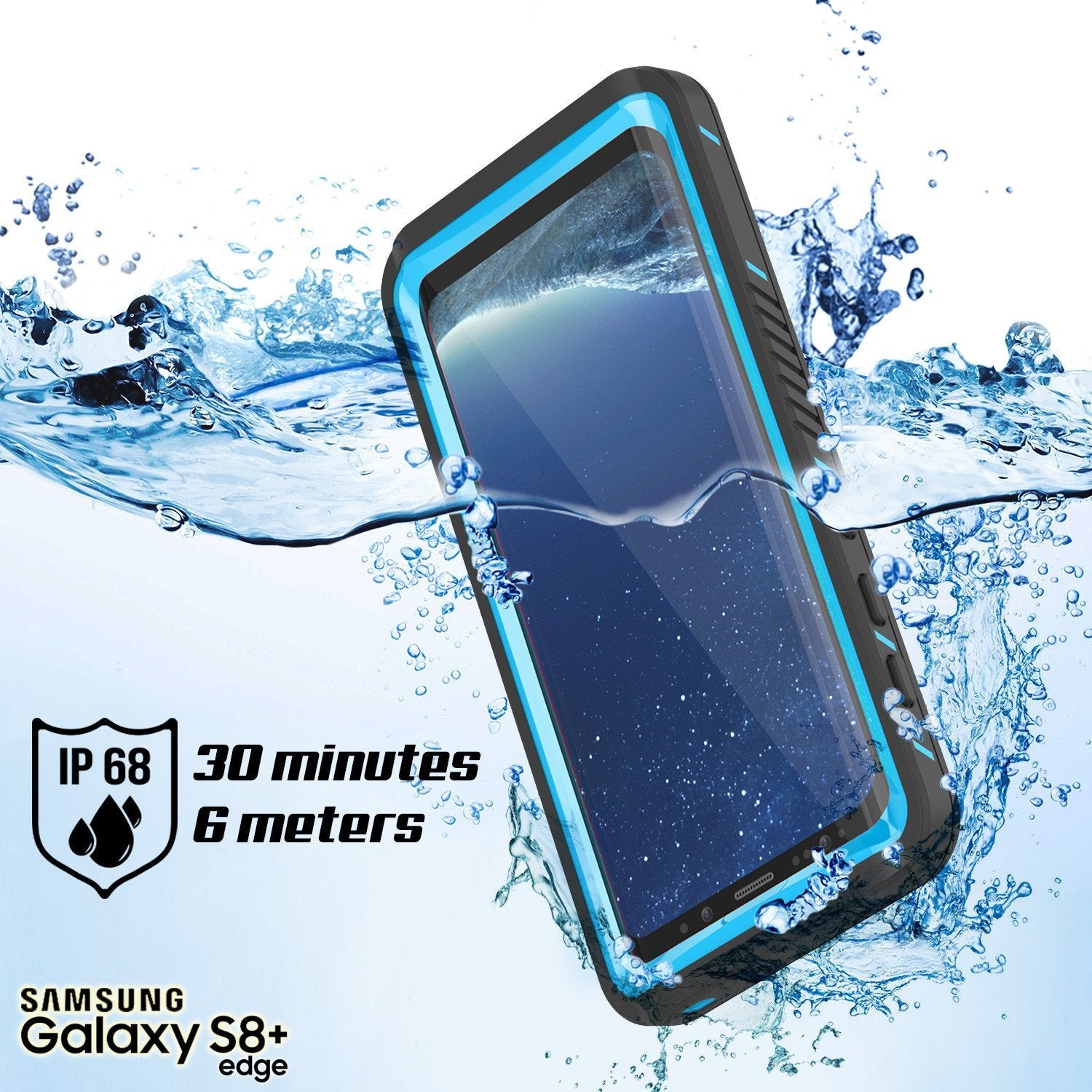 Capa a Prova d'Água para Galaxy S8 PLUS, Punkcase [Série Extrema] [Ajuste Fino] [Certificado IP68] [À Prova de Choque] [À Prova de Neve] [À Prova de Poeira] Capa de Armadura [Azul Claro]