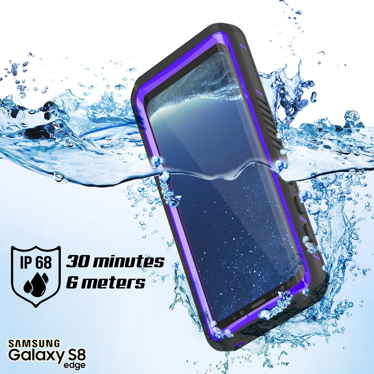 Capa à prova d'água para Galaxy S8, Punkcase [Série Extrema] [Ajuste Slim] [Certificado IP68] [À prova de choque] [À prova de neve] [À prova de poeira] Capa de proteção resistente com protetor de tela embutido para Samsung Galaxy S8 [Roxo]