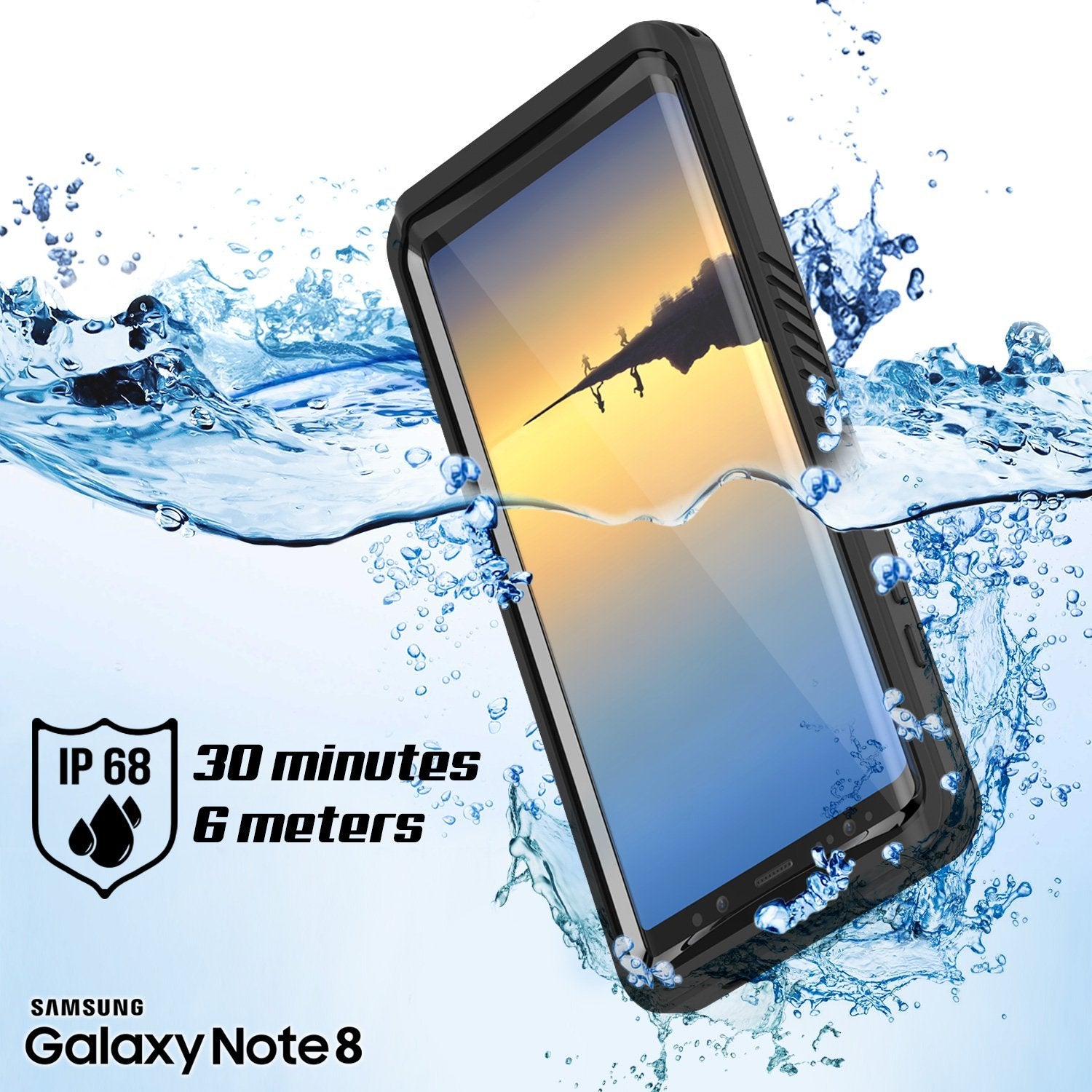 Capa Galaxy Note 8, Punkcase [Série Extrema] [Ajuste Slim] [Certificado IP68] [À Prova de Choque] Capa de Armadura com Protetor de Tela Integrado [Transparente]