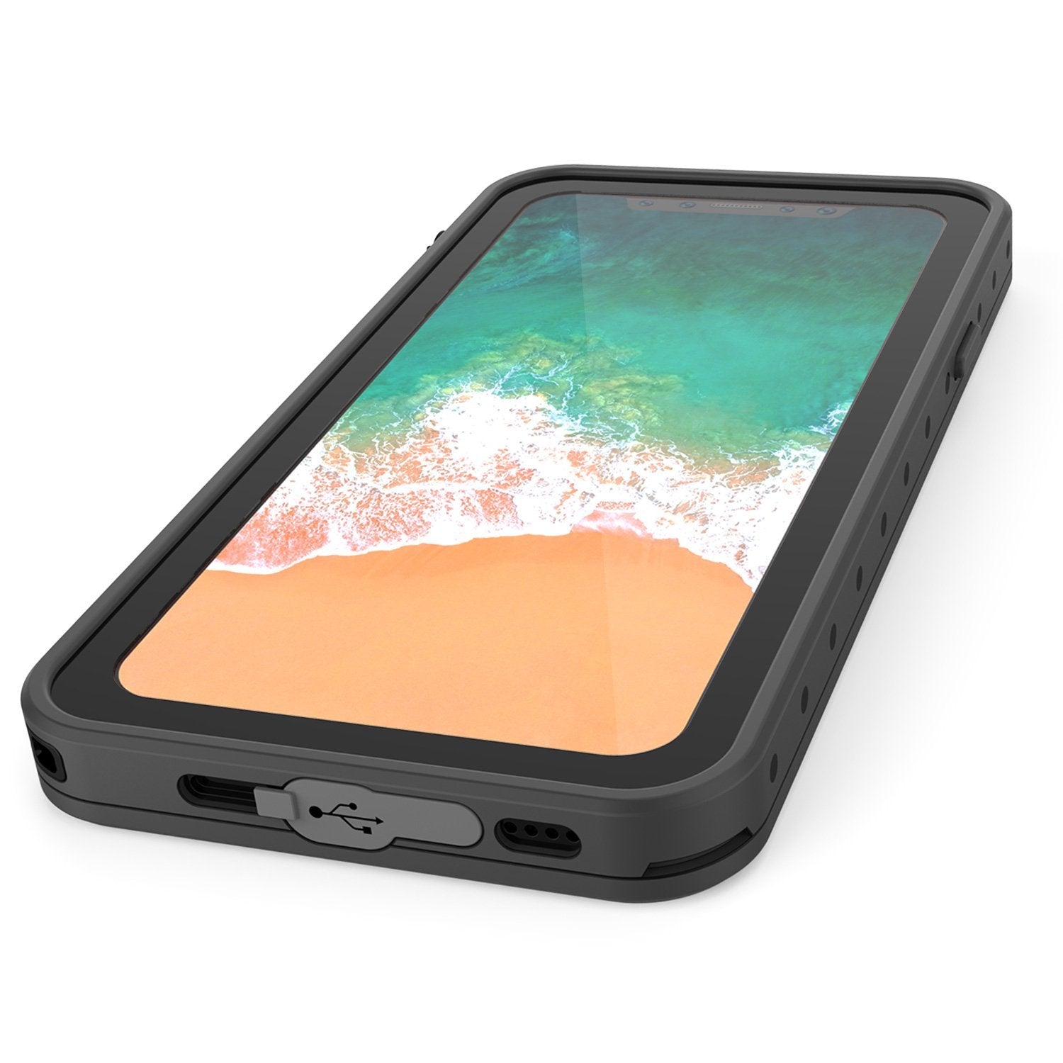 iPhone X Waterproof IP68 Case, Punkcase [Black] [StudStar Series] [Slim Fit] [Dirtproof] 