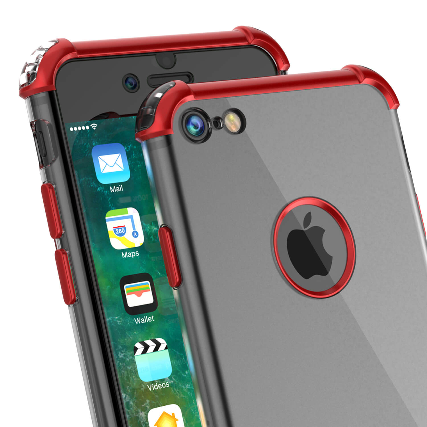 iPhone 7 Case, Punkcase [BLAZE SERIES] Protective Cover W/ PunkShield Screen Protector [Shockproof] [Slim Fit] for Apple iPhone [Red] (Color in image: Silver)