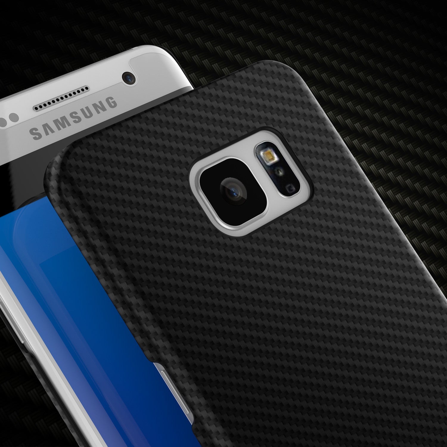 Capa Galaxy S7 Edge, PunkCase CarbonShield, Preto Jet
