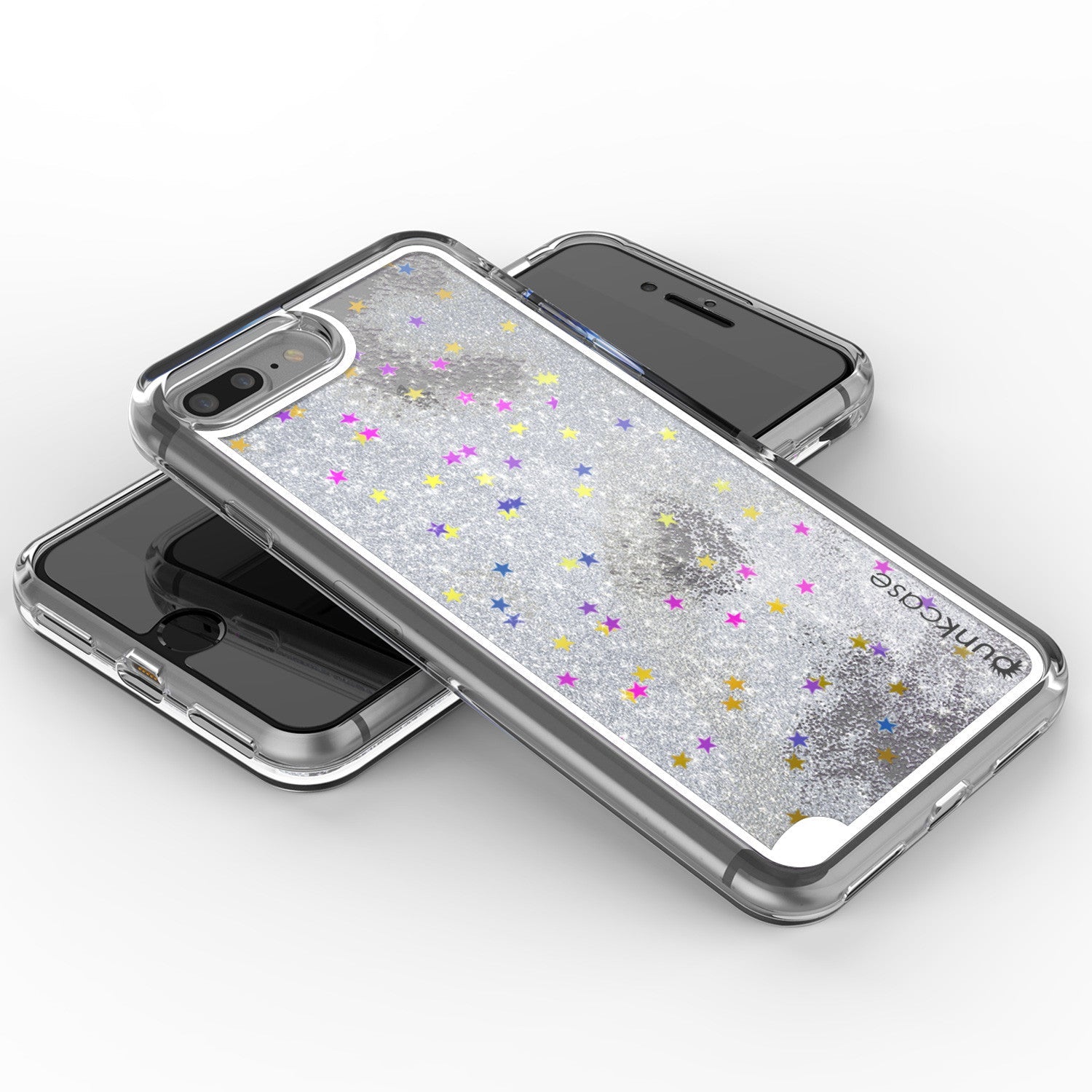 iPhone 7 Plus Case, PunkCase LIQUID Silver Series, Protective Dual Layer Floating Glitter Cover (Color in image: teal)