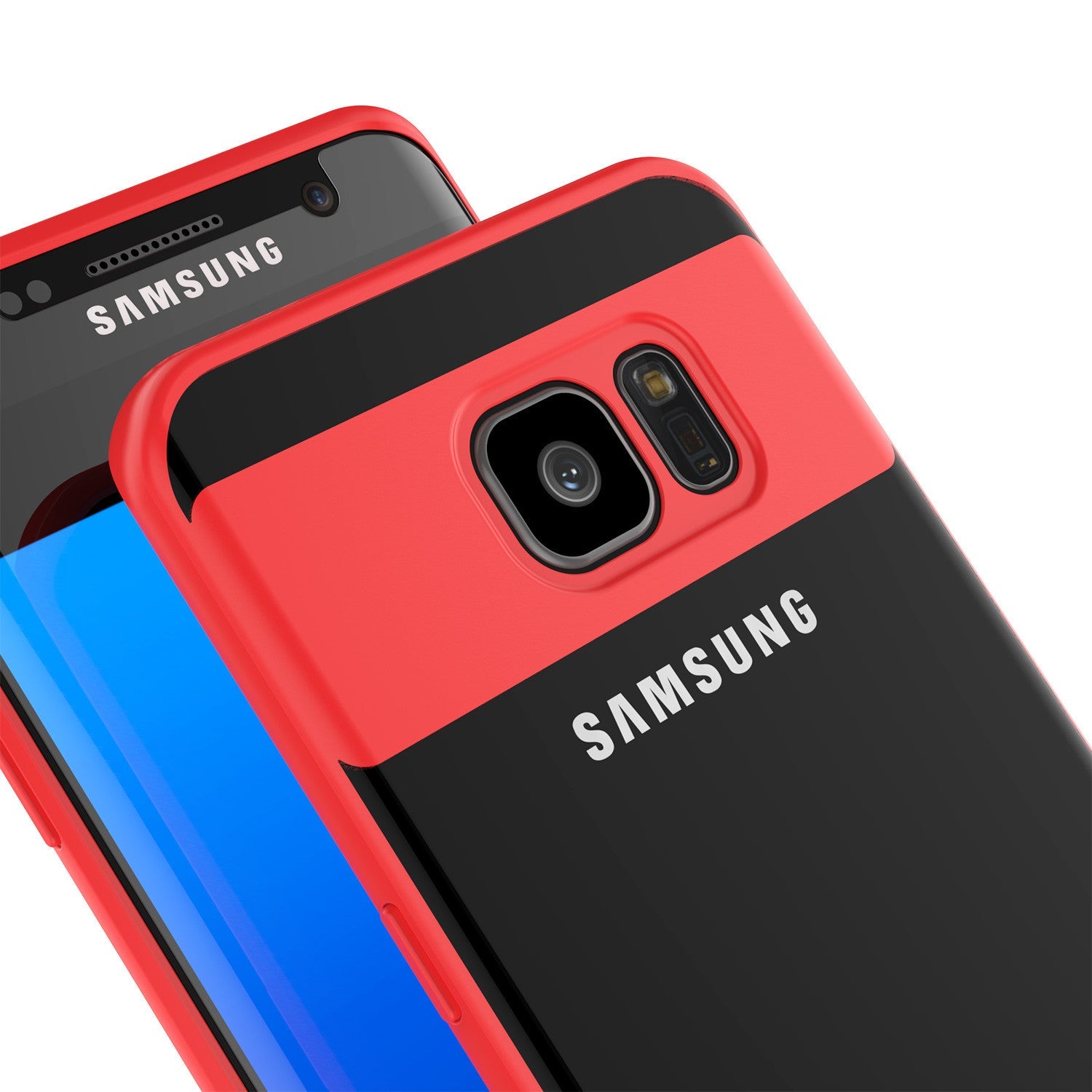 Galaxy S7 Edge Case [MASK Series] [RED] Full Body Hybrid Dual Layer TPU Cover W/ Protective PUNKSHIELD Screen Protector (Color in image: black)