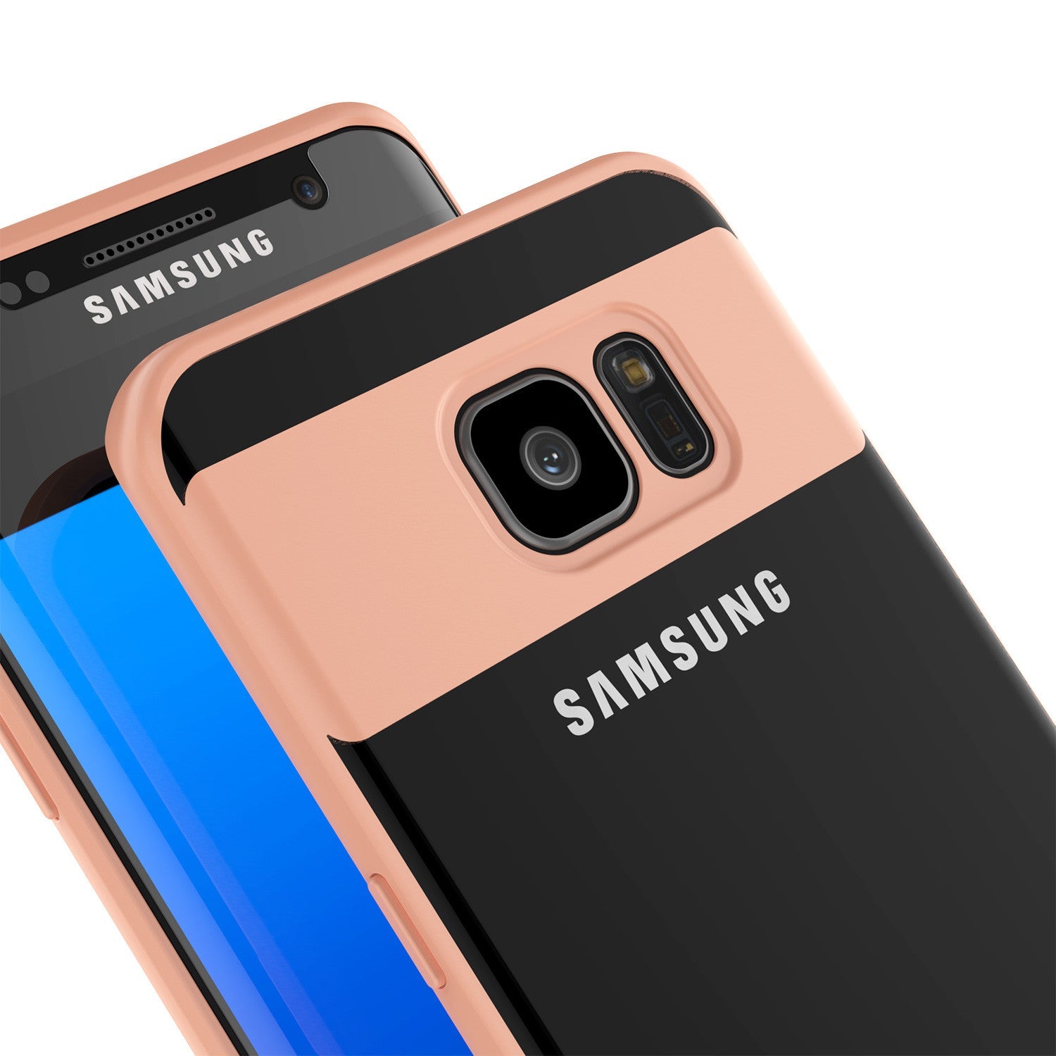 Galaxy S7 Edge Case [MASK Series] [PINK] Full Body Hybrid Dual Layer TPU Cover W/ Protective PUNKSHIELD Screen Protector (Color in image: black)