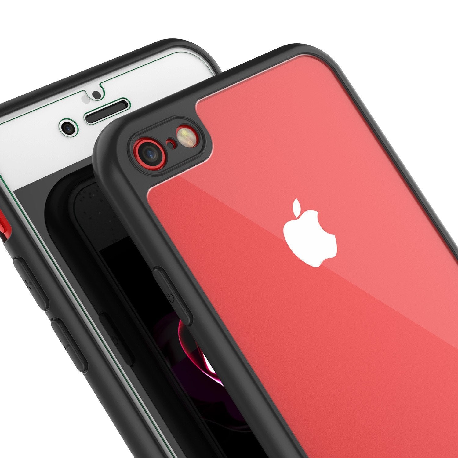 iPhone 8 Case [MASK Series] [BLACK] Full Body Hybrid Dual Layer TPU Cover W/ protective Tempered Glass Screen Protector (Color in image: white)