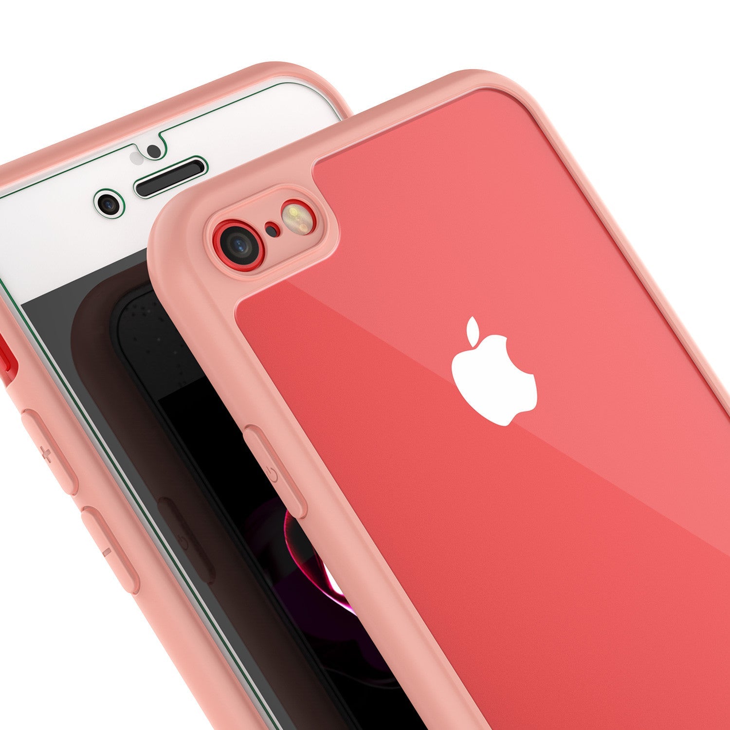 iPhone 7 Case [MASK Series] [PINK] Full Body Hybrid Dual Layer TPU Cover W/ protective Tempered Glass Screen Protector (Color in image: black)
