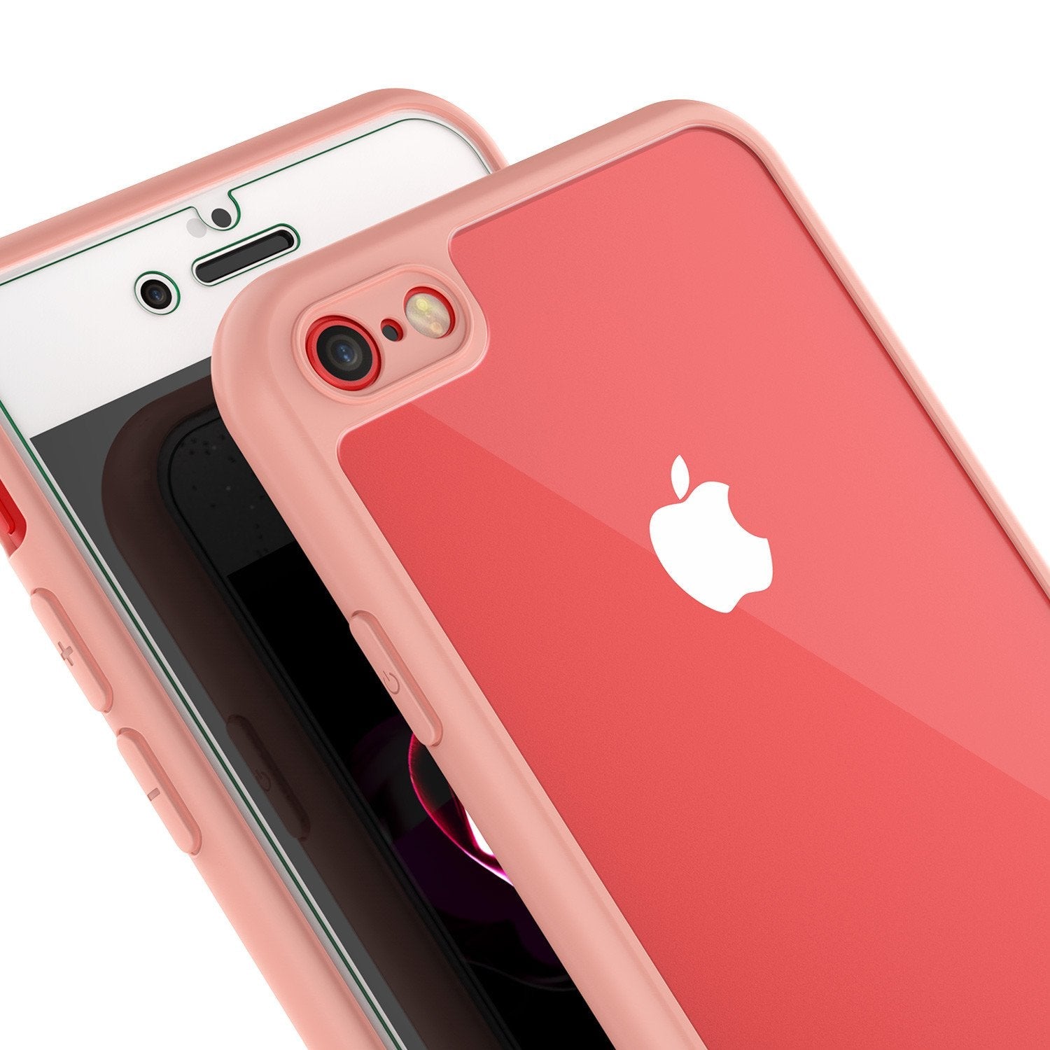iPhone 8 Case [MASK Series] [PINK] Full Body Hybrid Dual Layer TPU Cover W/ protective Tempered Glass Screen Protector (Color in image: black)