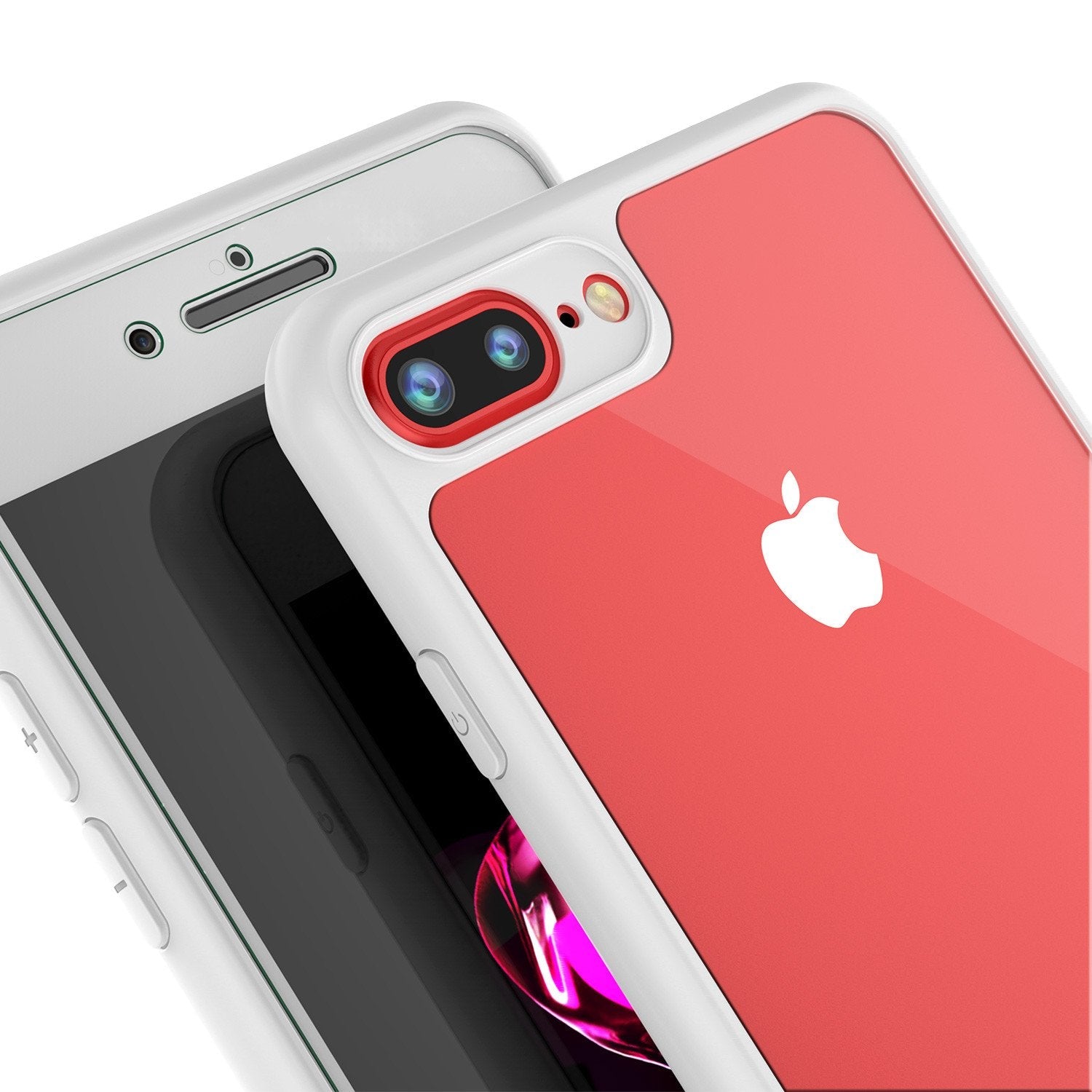 iPhone 8+ Plus Case, Punkcase [MASK Series] [WHITE] Full Body Hybrid Dual Layer TPU Cover W/ protective Tempered Glass Screen Protector (Color in image: black)