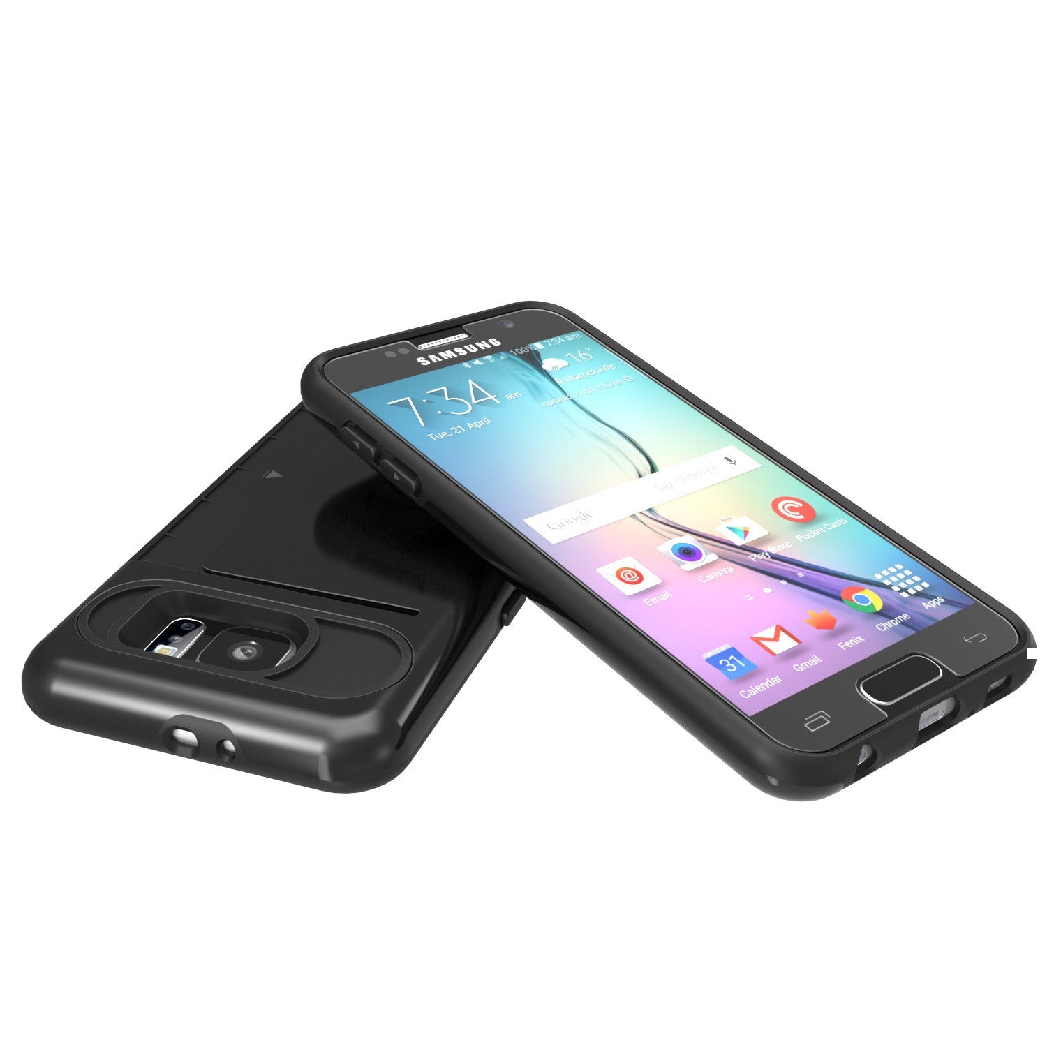 Galaxy S6 EDGE Case PunkCase CLUTCH Black Series Slim Armor Soft Cover Case w/ Screen Protector (Color in image: Pink)