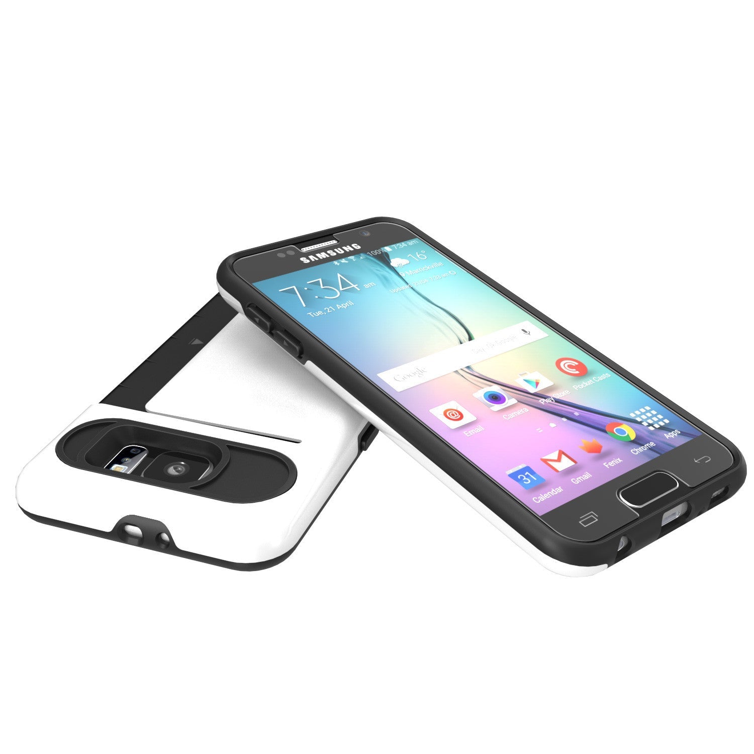 Galaxy S6 EDGE Case PunkCase CLUTCH White Series Slim Armor Soft Cover Case w/ Screen Protector (Color in image: Pink)