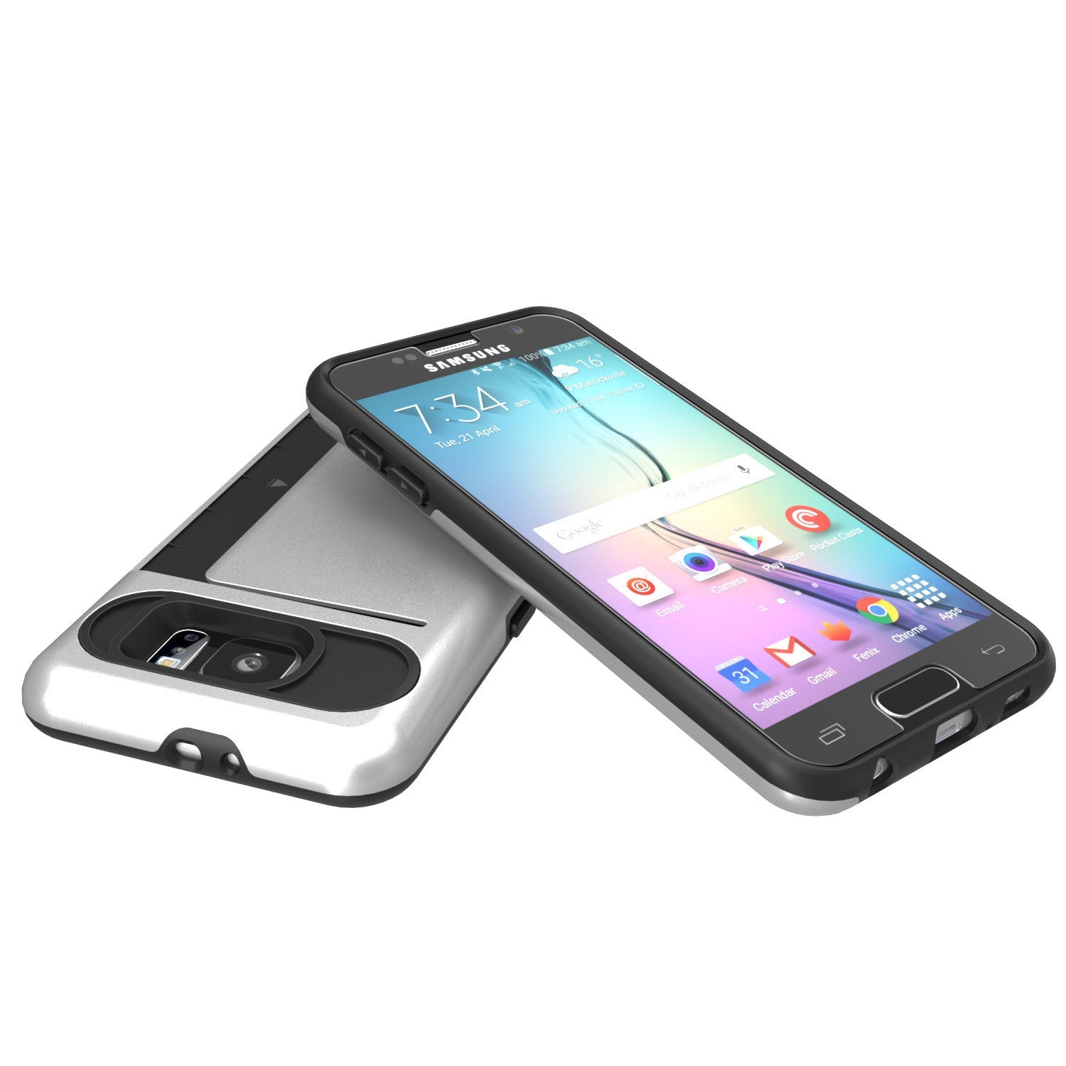 Galaxy S6 EDGE Case PunkCase CLUTCH Silver Series Slim Armor Soft Cover Case w/ Screen Protector (Color in image: Pink)