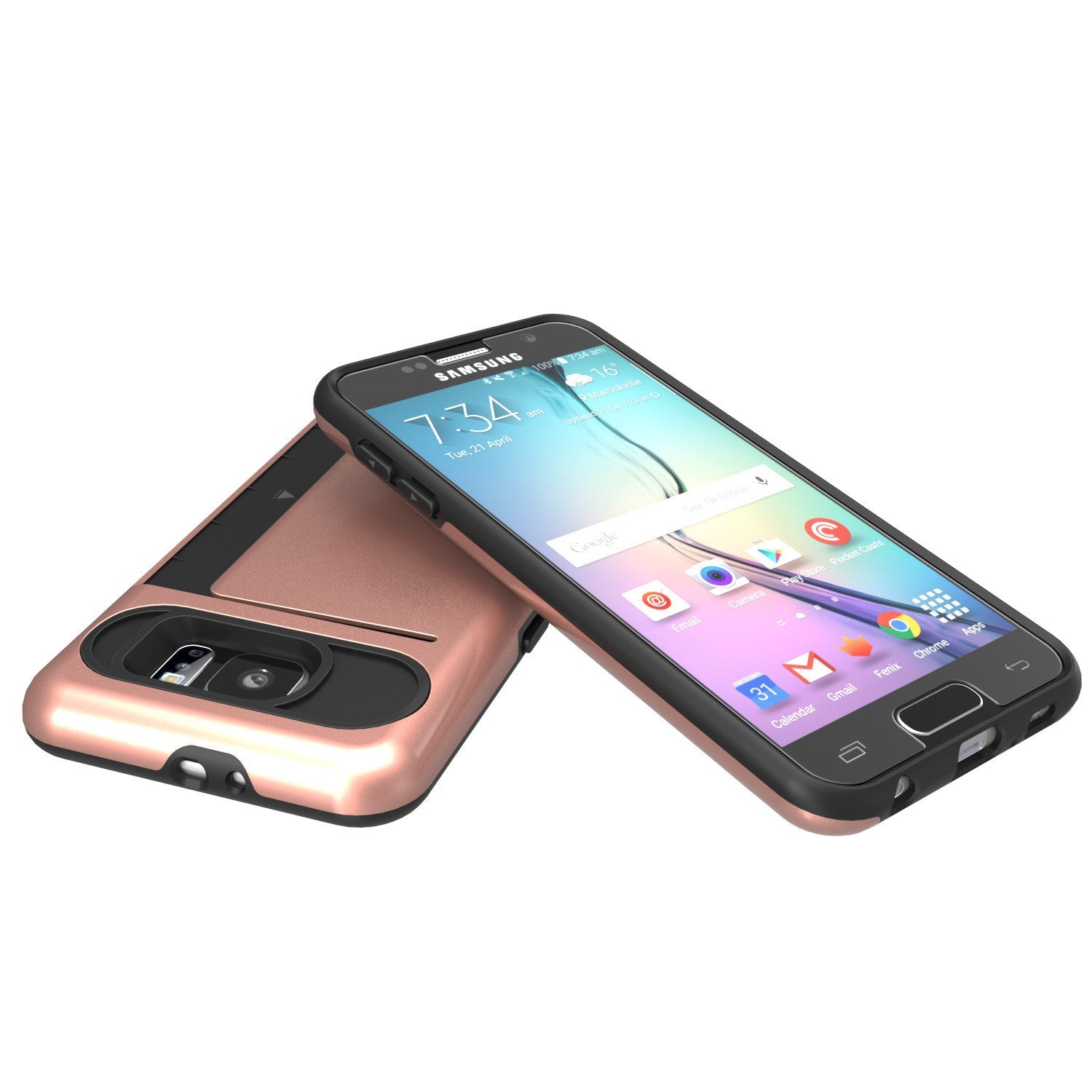 Galaxy S6 EDGE Case PunkCase CLUTCH Rose Gold Series Slim Armor Soft Cover Case w/ Screen Protector (Color in image: Grey)