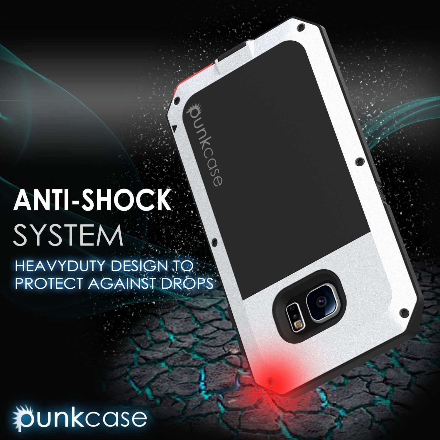 Galaxy S6 EDGE+ Plus  Case, PUNKcase Metallic White Shockproof  Slim Metal Armor Case (Color in image: silver)