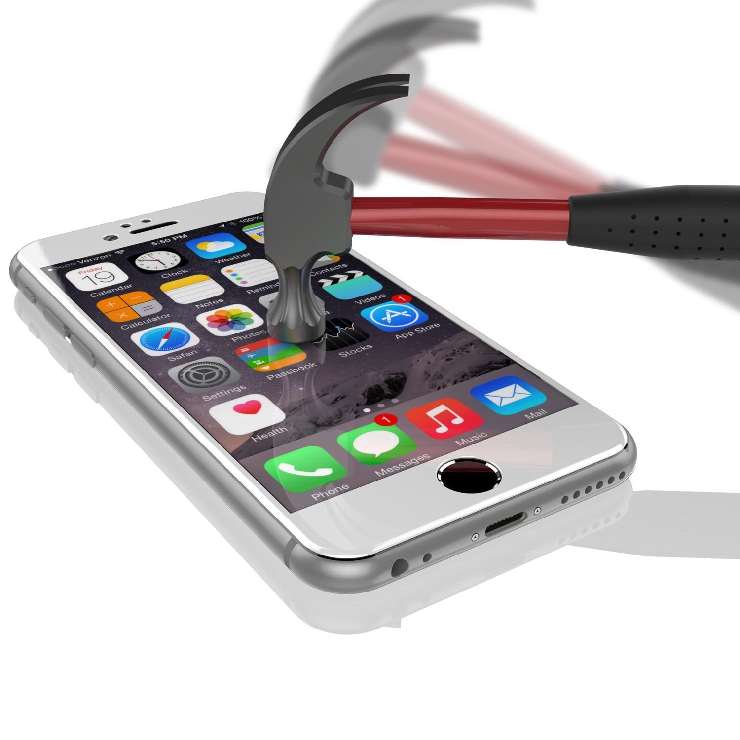 Protetor de Tela de Vidro Temperado Branco para iPhone 6S/6, Protetor SHIELD Punkcase 0,33mm Espessura 9H